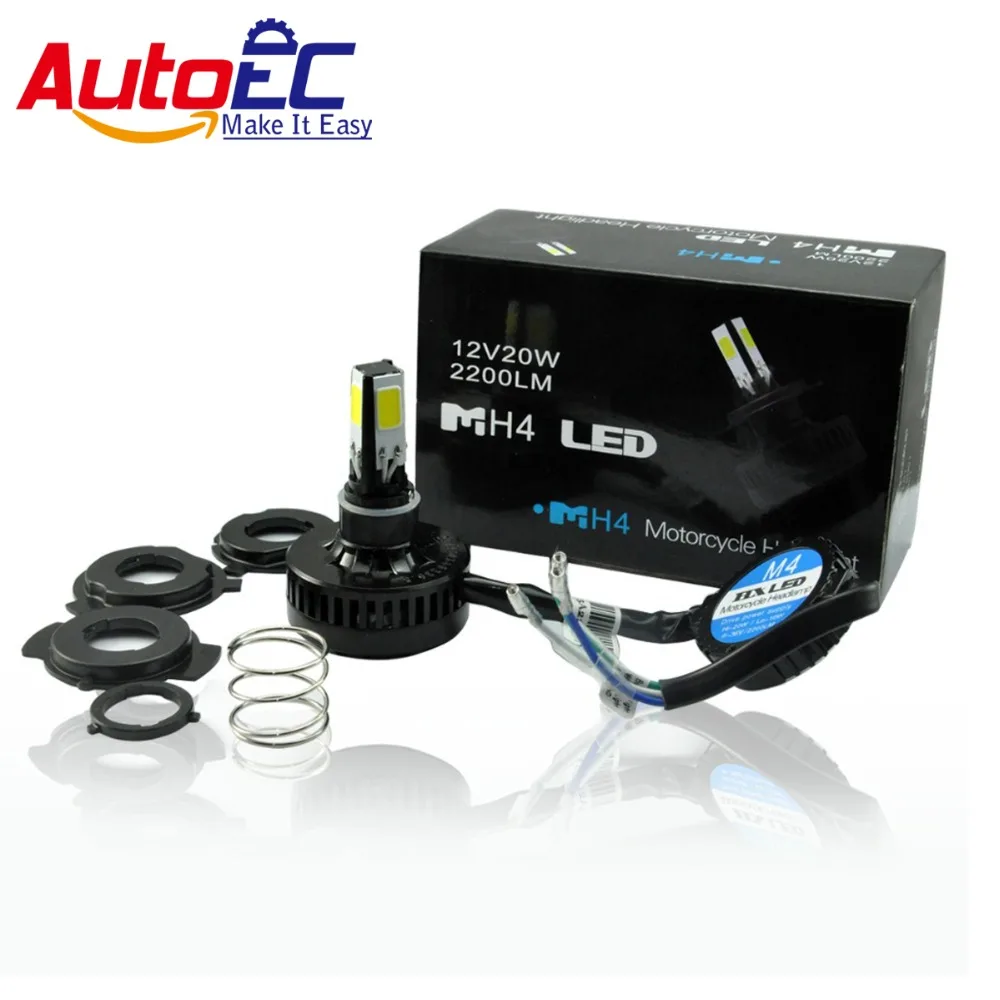 AutoEC 50pcs H4 H6 H7 20W 2200LM LED High Low Motorcycle Headlight Bulb