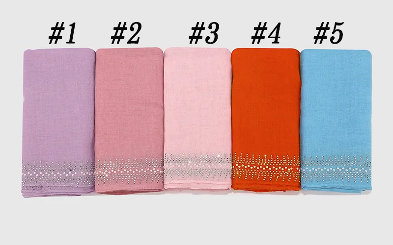 10pc/lot Viscose Soft Cotton Scarf With diamond Women's Plain Pearls Hijab Scarf Female hijab scarf shawl wrap Muslim Hijabs