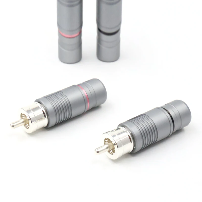 Conector de Áudio de Alta High Quality Prateado Rca Plug Fidelidade Male Adapter Conector 4 Pcs End Top - Image 2
