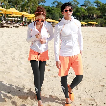 

Hot New Couple Clothes Rashguard Men Women Long Sleeve Swimsuit Lovers Rash Guards Couples Surfing Four-Piece Swimwear Netz