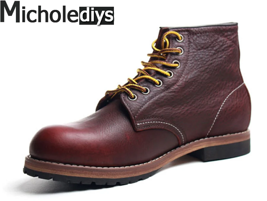 Couro Vermelho Sapato 2017 Chart Asa See Homens Do Genuíno Ankle Dos Boots Handmade Primavera Trabalho Respirável Nova Up De Vintage Plataforma Marrons Laço qqTnBHC6