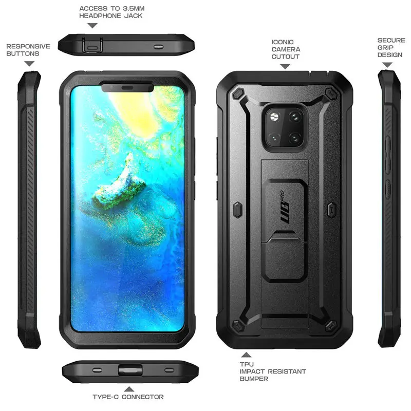 For Huawei Mate 20 Pro Case LYA-L29 SUPCASE UB Pro Heavy Duty Full-Body Rugged Case with Built-in Screen Protector& Kickstand