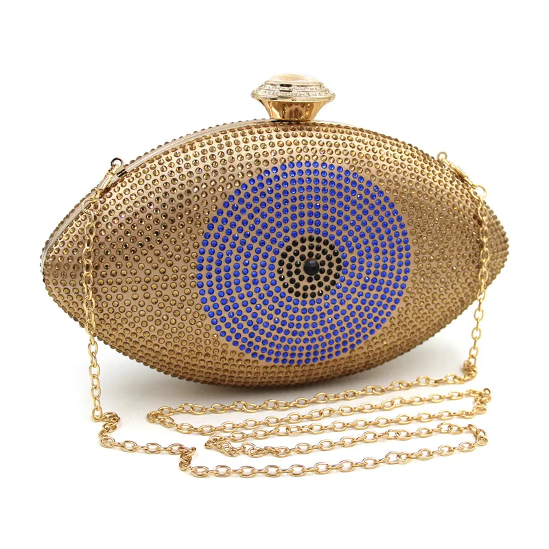 Gold Blue Eye Bag Women Clutch Bag Silver Evening Bag Femme Pochette Bag Luxury Crystal Day Clutch Bling Party Girly Purse Gift