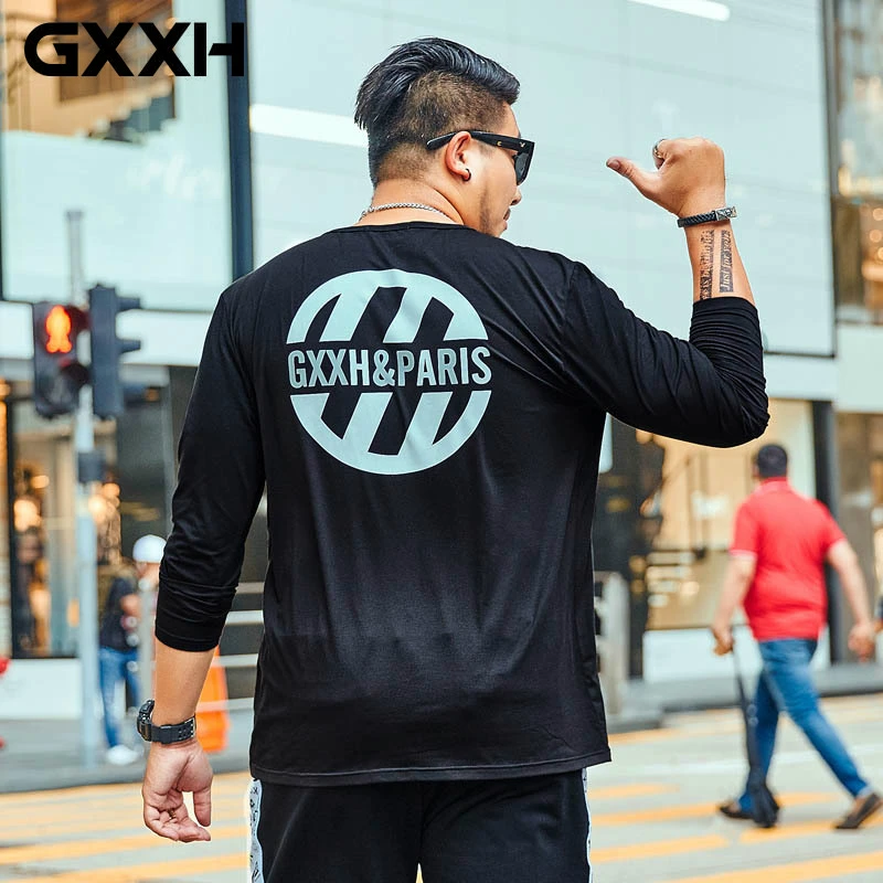 

GXXH Plus Size Autumn Spring Large Size Men's Long Sleeved T-shirt Loose Tee Shirt Mens Oversize Clothing for Big and Tall Male