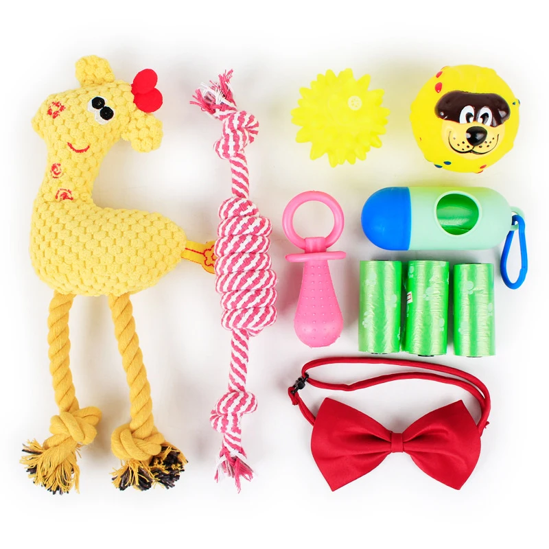 Wholesale Outlet 8 Kinds 10 Pieces of Pet Toy Package Suit Dog Toy Set