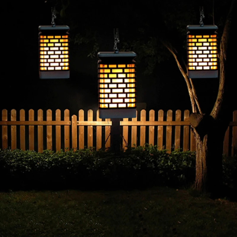 Solar Lights Flicking Flame Outdoor Solar Lantern Lamp Light Solar Powered LED Waterproof Hanging Light For Garden Yard Pathway (7)