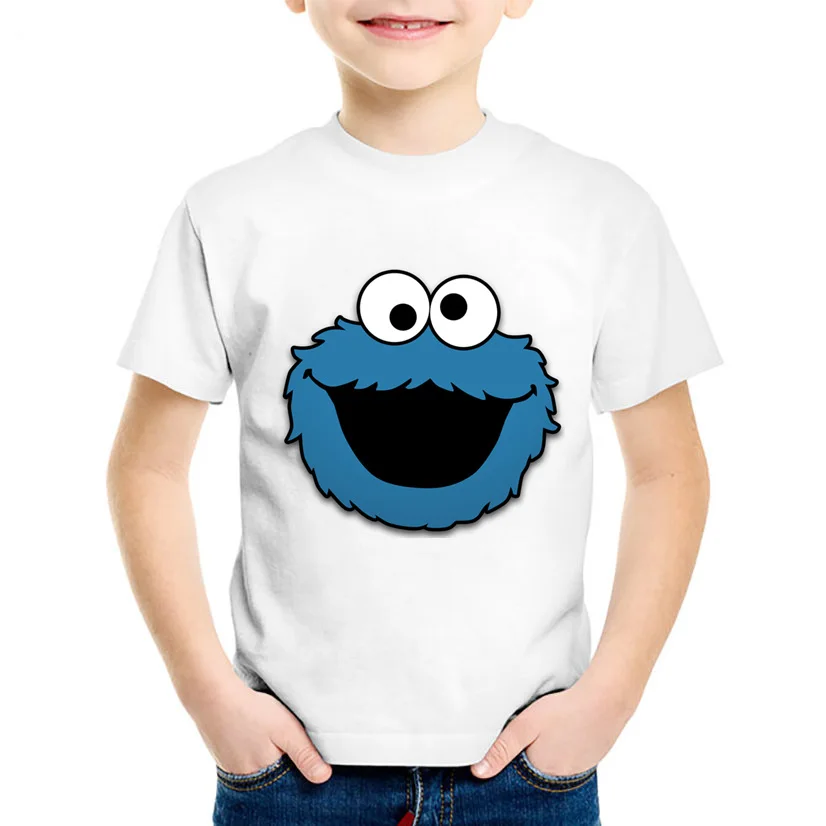 Детская забавная футболка с изображением кунжута, уличного печенья, монстра летняя детская футболка топы для мальчиков и девочек, повседневная одежда для малышей ooo2412