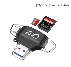 4 в 1 Тип c/Micro USB/USB Micro SD Card Reader для iPad для iPhone x 6 7 8 плюс TF SD Card Reader для samsung S7 S8 S9 Android