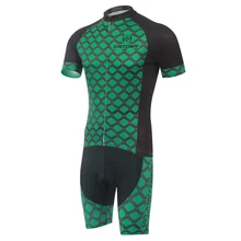 Green Men Women Cycling Set Short Sleeve Jersey and Shorts MTB Downhill Roupa Ciclismo 100 Polyester