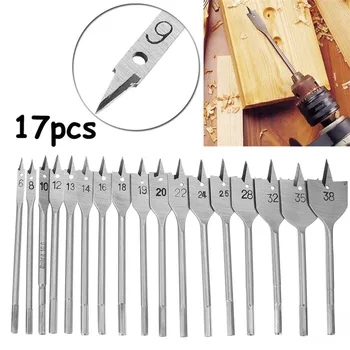 

17 PCS Wood Drill Bit Set Woodworking Machine Hexagonal Handle Flat Wood Drill Bits Set Bit Wallated Wood Open Hole