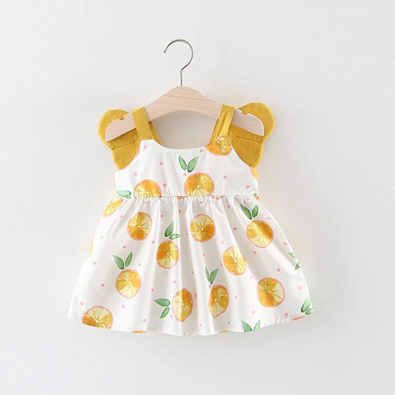 AX1126 yellow Г.; платья для малышей; Одежда для девочек; летнее платье для малышей с рукавами-воланами; платья для новорожденных; Хлопковое платье для малышей без рукавов - Цвет: AX1126 yellow