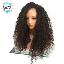 FlowerSeason Glueless Curly Brazilian Full Lace Human Hair Wigs With Baby Hair For Black Women Non-Remy Hair Bleached Knots