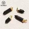 FUWO Wholesale Natural Obsidian Point Pendants,Spike Shape Black Crystal Accessories For Women DIY Jewelry Making 5Pcs PD120 1