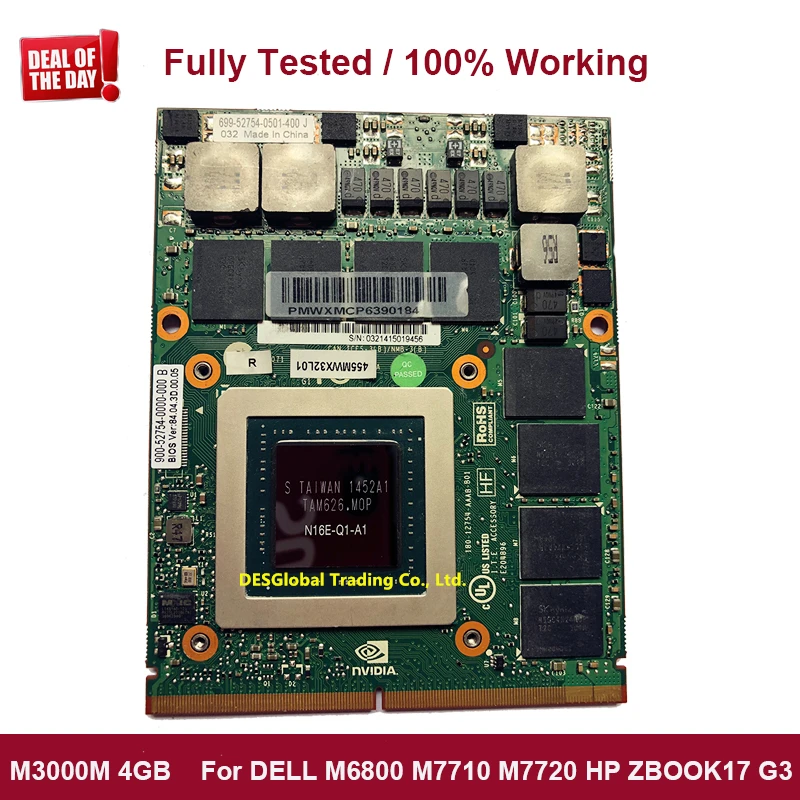  Brand New M3000M M3000 Viedo Graphic Card N16E-Q1-A1 4GB DDR5 For HP Zbook17 G3 G4 DELL M7710 M7720