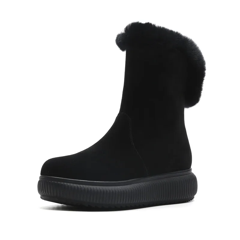 Suédé pink Au forme Masgulahe Zip Pour Rond Chaud De 2018 Plat Casual Femmes Neige Cuir Mode En Noir Hiver Garder Cheville Bout Plate Bottes SgPAwS