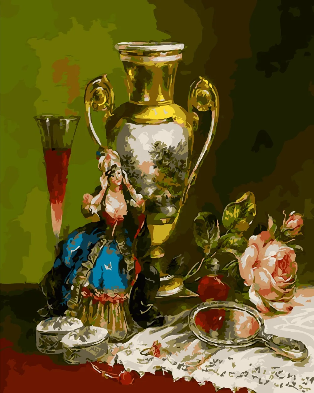 

Frameless diy paintings by numbers still life flowers gold bottle home decorative pictures unique craft picture for living room