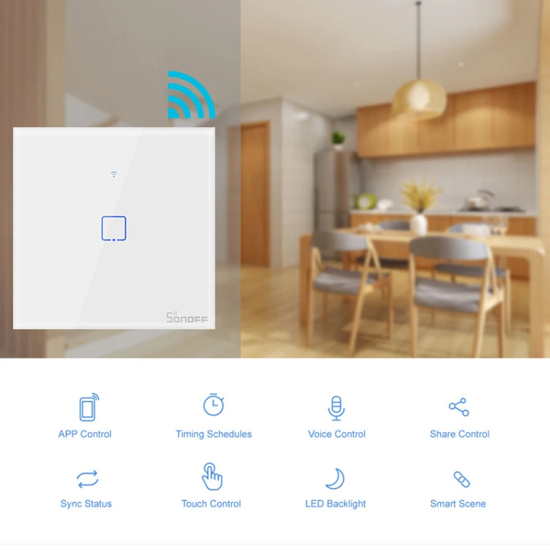 Sonoff T0 ЕС сенсорный обновленная версия Wi-Fi настенный сенсорный выключатель беспроводной пульт дистанционного управления ламповое реле приложение управление 86 дюймов прозрачные панели