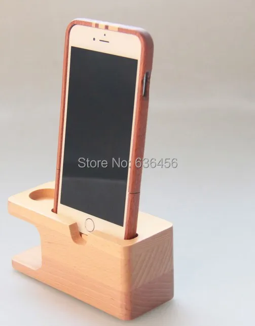 Bamboo Charging Dock Charge Station Stand Holder for Apple Watch iWatch iPhone+Phone Case (2)