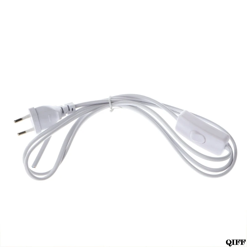 

1.8m EU Plug Cable White Line with On/Off Switch Button Power Cord For LED Lamp Mar28