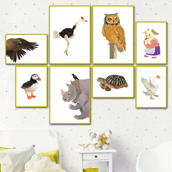 

Abstract Owl Tortoise Eagle Goat Oil Painting Wall Art Canvas Painting Nordic Posters And Prints Wall Pictures Kids Room Decor