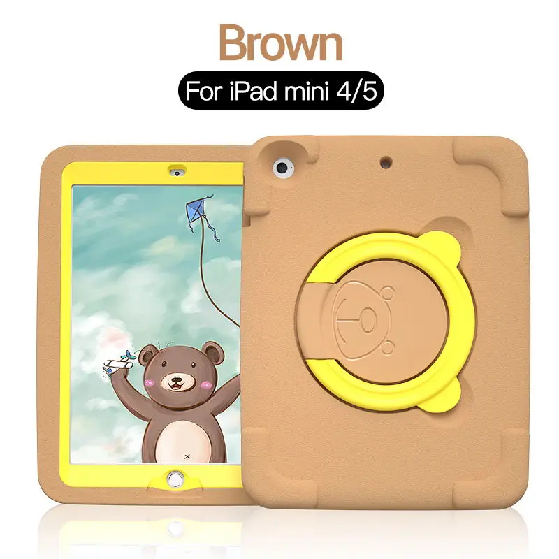 PZOZ For iPad case 9.7 Air 12 mini 1 2 3 4 5 6 Shockproof Safe EVA case Soft Non-toxic children for iPad Holder case - Color: Mini 4 5 Brown