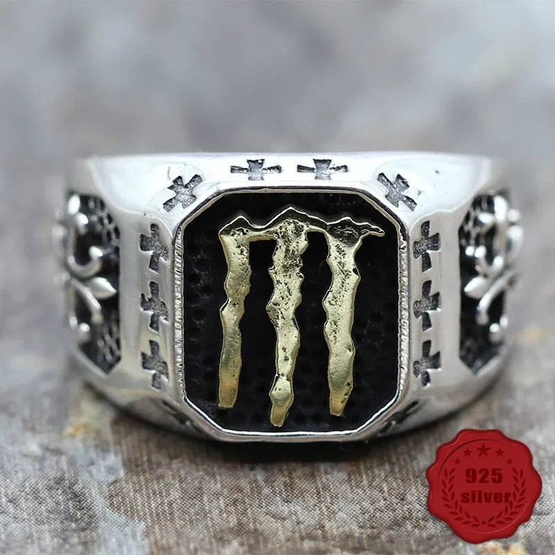 

925 sterling silver open ring personality student fashion temperament simple wild fresh couple cross claw shape hot new 2019 new