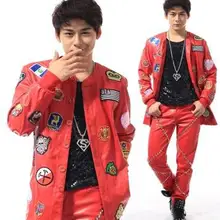 Танцевальная звезда красные мужские кожаные куртки и пальто кожаная куртка Мужская jaqueta couro jaqueta de couro masculina 3XL настраиваемая