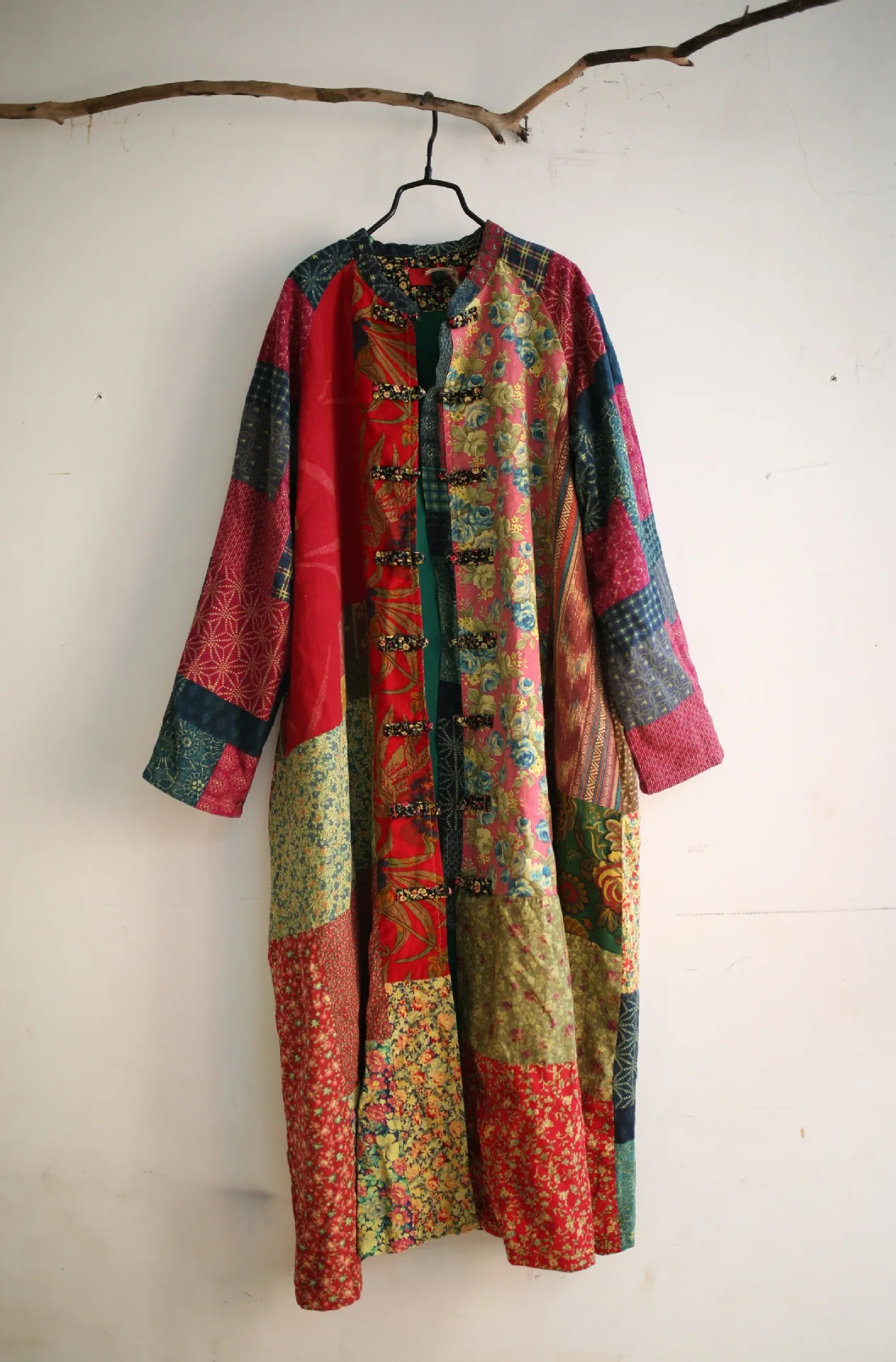 Женская весенне-осенняя Лоскутная Длинная траншея верхняя одежда женское просторное с воротником-стойкой винтажное ретро пальто