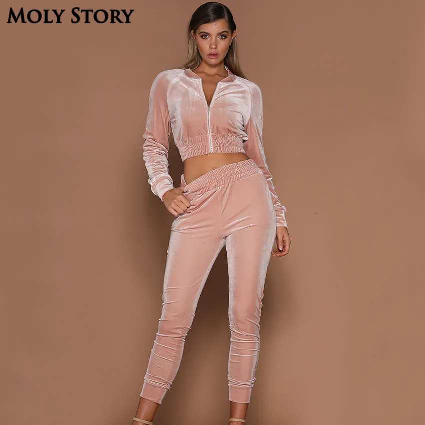 pink velour jumpsuit