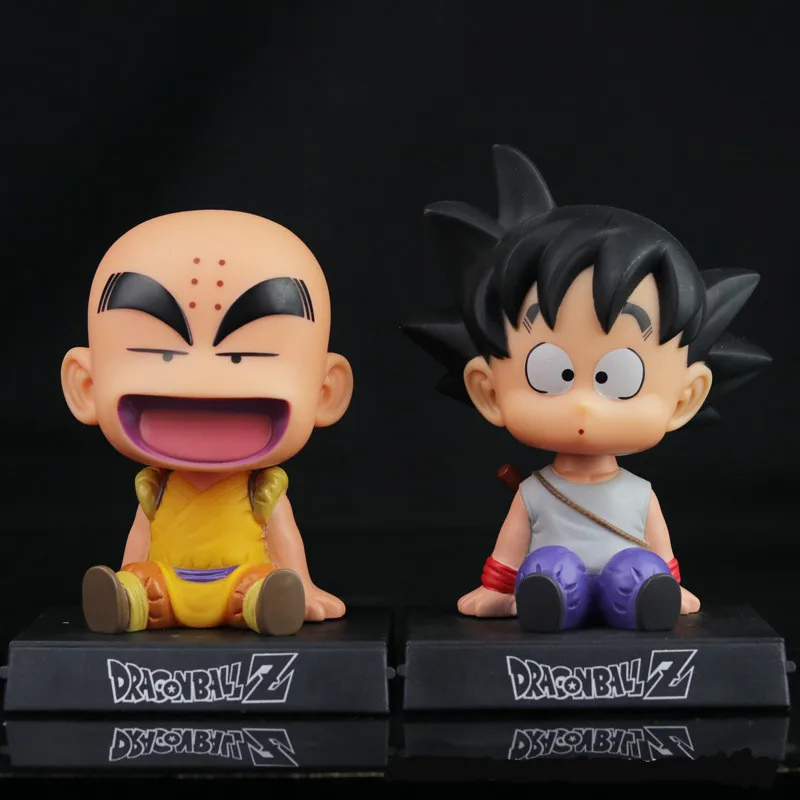 

12cm Japanese Anime Dragon Ball Z Goku Krillin Car Decoration Shaking Head Doll Phone Bracket Dragon Ball Action Figure Doll Toy