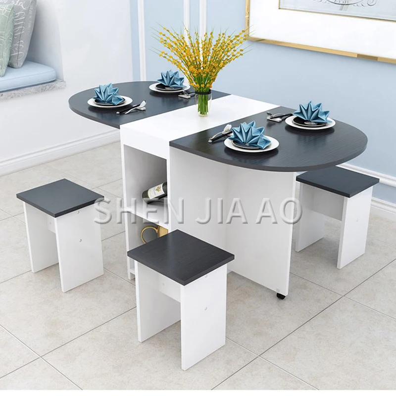 طاولة طعام قابلة للطي المنزل الحديثة الحد الأدنى 4 الناس شقة صغيرة طاولة الأكل متعددة وظيفة جولة الجدول 1 قطعة