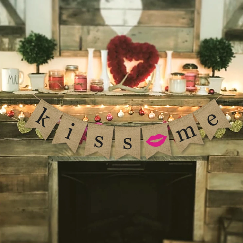 KISS ME Wedding Decoration Happy Birthday Banner Flag Decor Engagement Valentine's Day Party Decorations Mariage JY161 | Дом и сад
