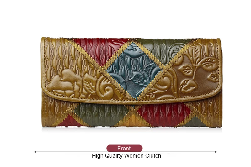 Бренд YUBIRD, Женский кошелек с тремя сложениями, натуральная кожа, женский клатч, винтажный тисненый Длинный кошелек в стиле пэчворк, женский роскошный дизайнерский подарок
