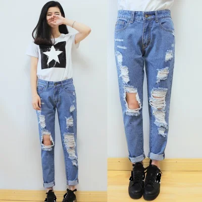 loose tattered jeans
