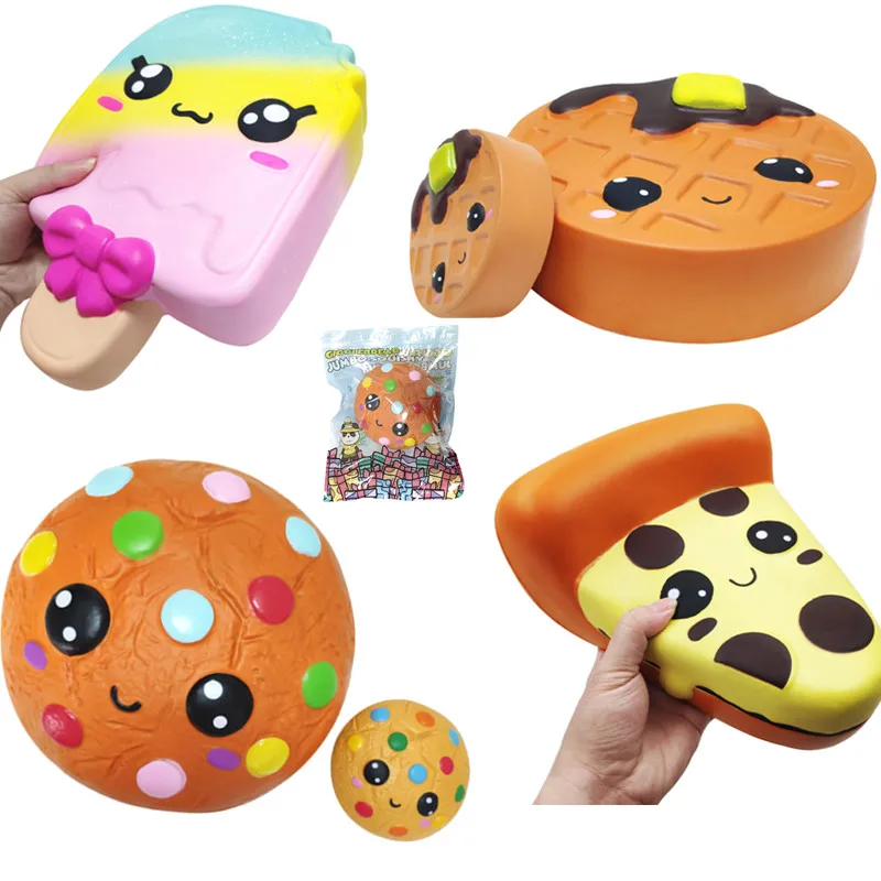 

Upgrade Larger Size Giant Squishy Slow Rising Pizza Cookies Ice Cream Waffle Cake Biscuit Soft Squeeze Toy Scented Funny Gift