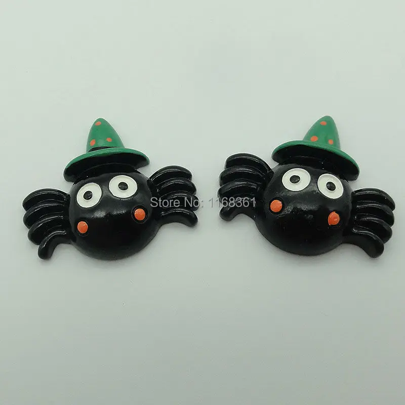 1pcs/lot resin flat back Halloween turquoise spider 31mm Cabochons Scrapbooking Hair Bow Center DIY Christmas decration C105-9