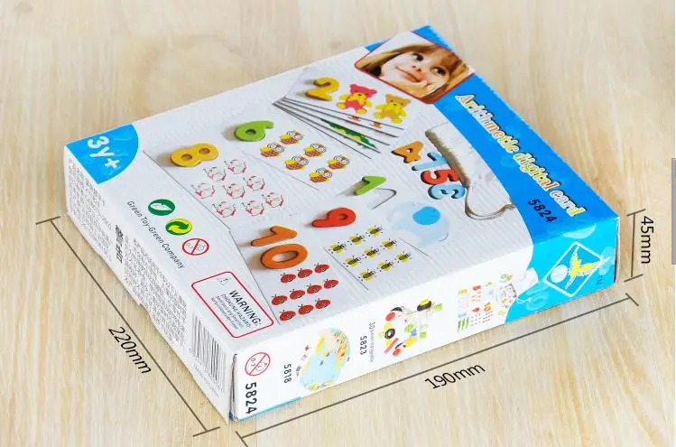 

Children's Arithmetic Digital card Wood Digital 0-9 set block matching game Baby Early education teaching AIDS Blocks toy gift