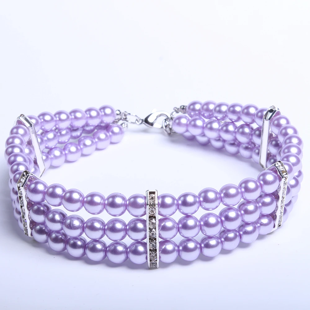 Ожерелье с жемчугом для собак и кошек 3 ряда|dog pet|cat collar jewelrydog jewelry |