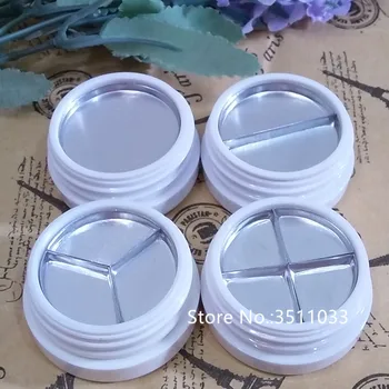 

30pcs Plastic Empty Eyeshadow Compact White Round Powder Case Cosmetic Blusher Container Nail Beauty Packing Box Clear Window
