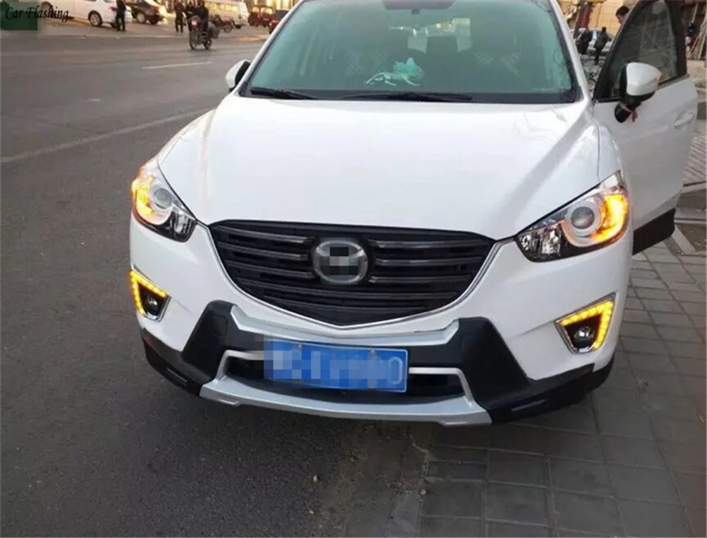 Автомобильная проблесковая 1 комплект светодиодный для Mazda CX5 CX-5 2012 2013 DRL Дневной светильник с желтым сигналом поворота