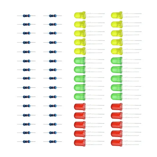 Три цвета, красный, зеленый, желтый светодиодный светильник, экспериментальный светодиодный+ сопротивление для arduino Diy Kit - Цвет: 30pcs 3 Color