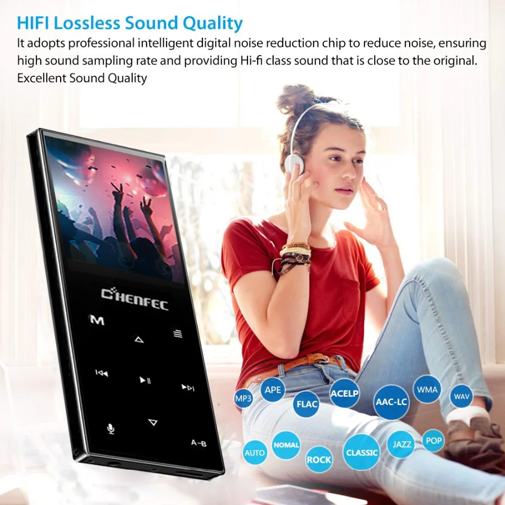 mp3-плеер с шагомером, Bluetooth 4,2, встроенный динамик, металлический плейер с fm-радио, поддержка SD карты до 128 ГБ