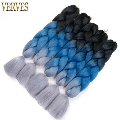 Кофейный коричневый/24# VERVES, Омбре, плетение волос, 100 г/шт., 24 дюйма, 1 шт., синтетический, три, два тона, тепловое волокно, вязанное крючком, огромные косы, наращивание волос - Цвет: Кофейный коричневый/24#