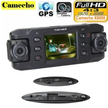 Двойной объектив Автомобильный Камера X8000 с GPS Full HD 1080 P g-сенсор двойной 180 градусов вращения объектива автомобиля видеорегистратор Даш Cam рекордер CA365