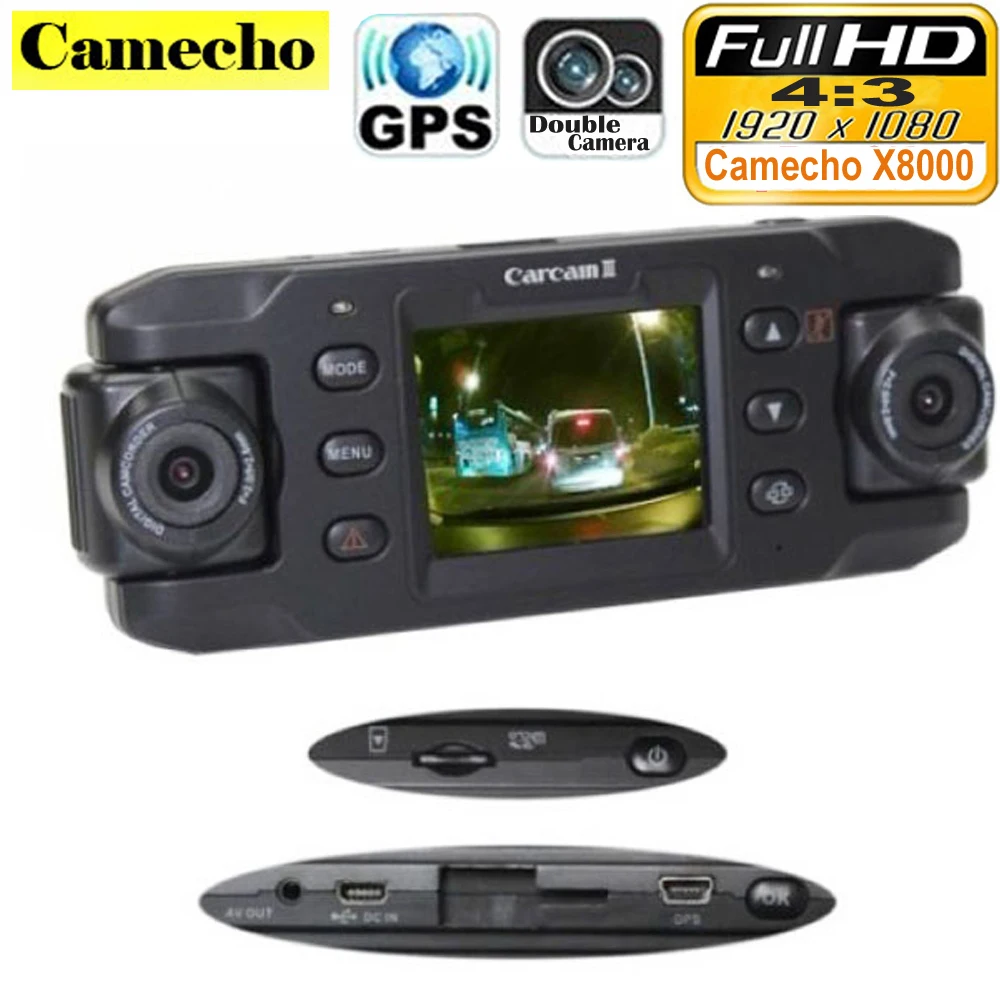 imágenes para Lente Dual Cámara Del Coche X8000 con GPS Full HD 1080 P g-sensor doble lente giratoria de 180 grados Del Vehículo DVR Grabador Dash Cam CA365 imágenes para Lente Dual Cámara Del Coche X8000 con GPS Full HD 1080 P g-sensor doble lente giratoria de 180 grados Del Vehículo DVR Grabador Dash Cam CA365