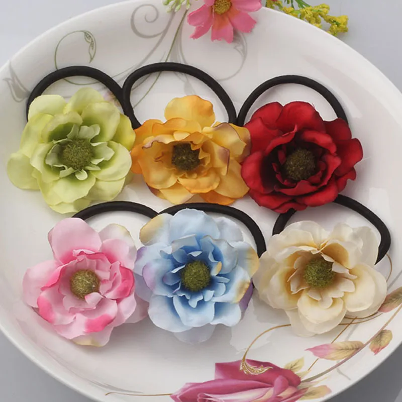 Girl Big Flower Elastic Rubber Bands Princess Headband Daisy Hair