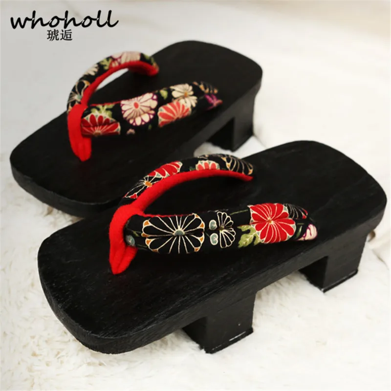 

Original Geta Anime Cosplay Costumes Comiket Coser Sandals Women Traditional Japanese clogs Geta Wooden Two-teeth Platform