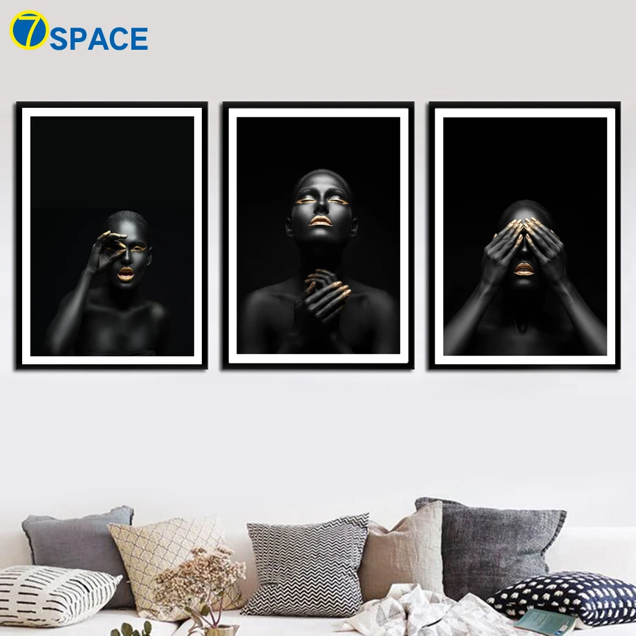 

Golden Makeup Black Girl Nordic Posters And Prints Wall Art Canvas Painting Canvas Prints Wall Pictures For Living Room Decor