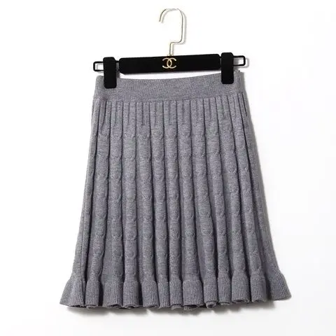 Vangull Женская трикотажная Мини-юбка, новая осенняя зимняя винтажная модная женская плиссированная юбка с оборками, Женская эластичная Плотная юбка