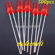 500 шт., 5 мм, красный Ультраяркий рассеянный светодиодный светильник, новинка,, 5 мм, светодиод, 5 мм, Красные линзы, Круглый, 5 мм, широкоугольный светодиодный s